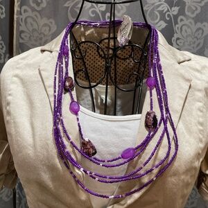 Purple necklace and earrings set